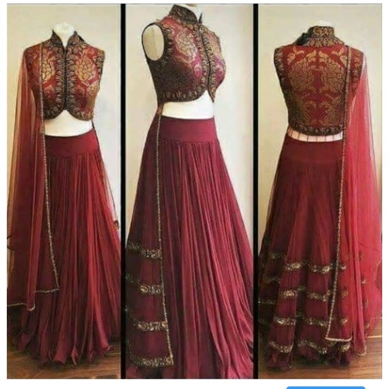 maroon lehenga combination
